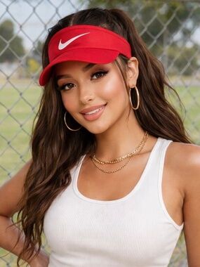 Nike Red Dri-FIT Visor Hat Featherlight Adjustable Athletic Cap